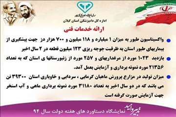 دستاوردهای دامپزشکی گیلان(هفته دولت سال 94)